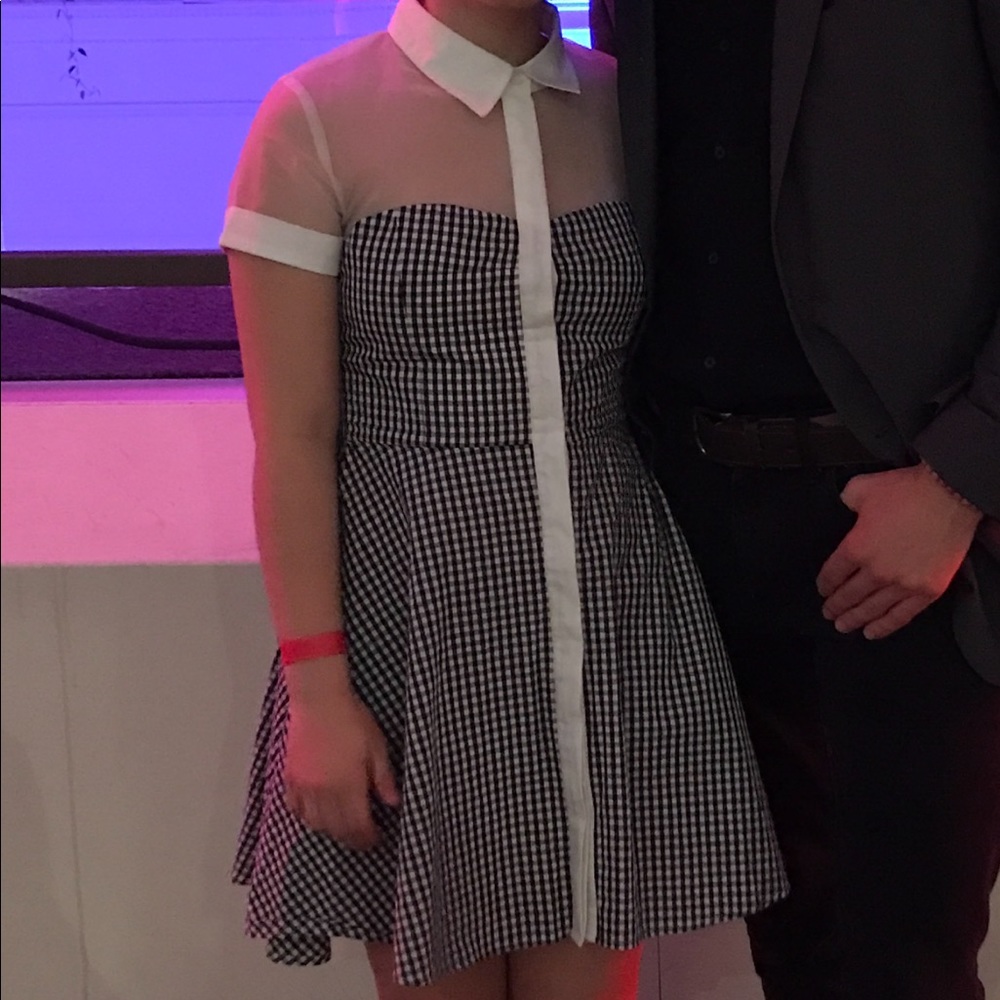 black and white plaid dress